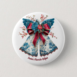 Vintage Engel mit Floralmuster und festlichen Band Button