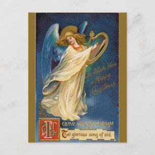 Vintage Engel mit Harfe Postkarte