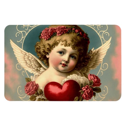 Vintage Engel mit Herz Magnet (Horizontal)