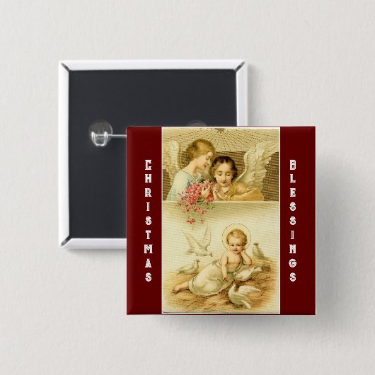 Vintage Engel mit Jesus Button (Vorne & Hinten)