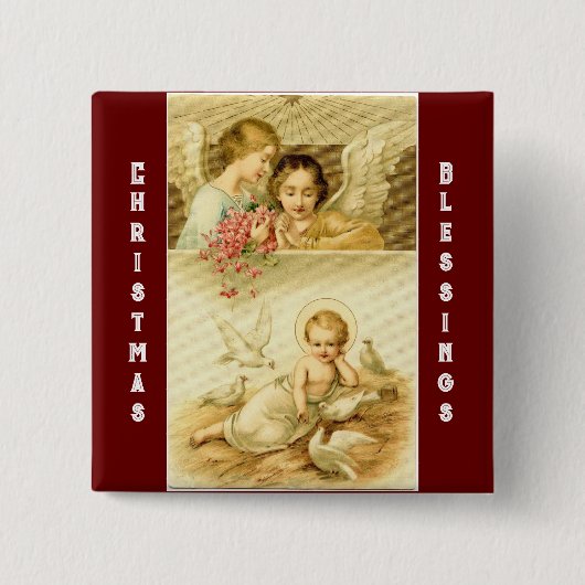 Vintage Engel mit Jesus Knopf Button (Vorderseite)