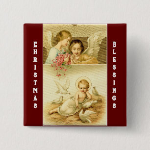Vintage Engel mit Jesus Knopf Button