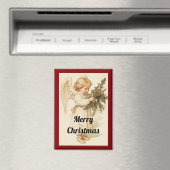 Vintage Engel mit Stechpalmen-Weihnachtsmagnet Magnet (In Situ (Geschirrspüler))