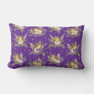 Vintage-Engel-Muster lila Lendenkissen