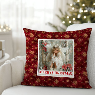 Vintage Engel Rot Gold Weihnachtsakzent Weihnachte Kissen