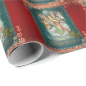 Vintage Engel Snowflakes Rot Geschenkpapier (Rolleneckpunkt)