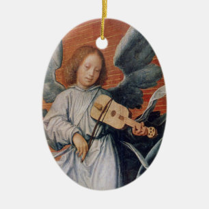 Vintage Engel spielt Violine Weihnachtsbaumschmuck Keramik Ornament