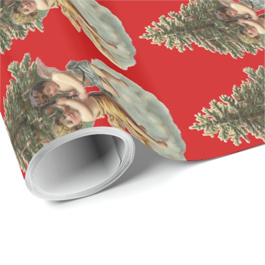 Vintage Engel & Tree Geschenkpapier (Rolleneckpunkt)