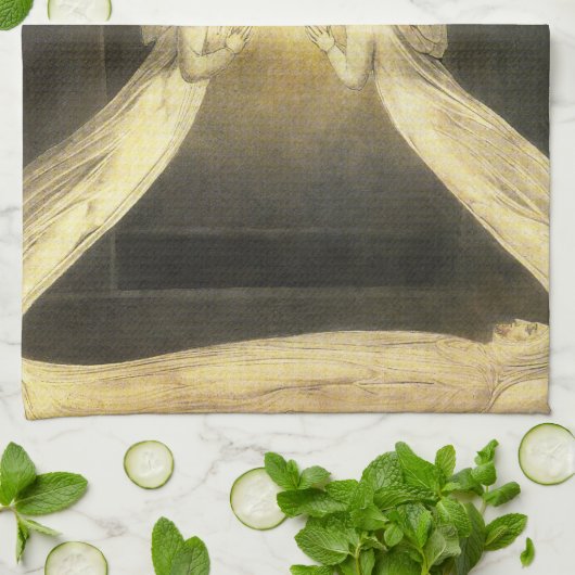 Vintage Engel über Jesus Christus Geschirrtuch (Gefaltet)