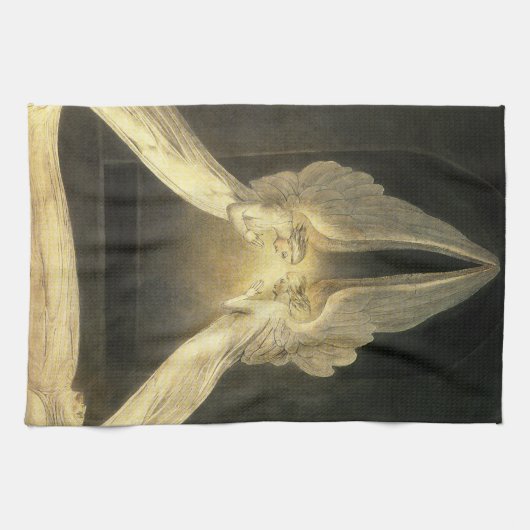 Vintage Engel über Jesus Christus Geschirrtuch (Horizontal)