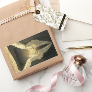 Vintage Engel über Jesus Christus Rechteckiger Aufkleber