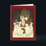 Vintage Engel und Nikolaus Im Wald  Feiertagskarte<br><div class="desc">Vintage Weihnachtskarte zeigt Engel im Wald mit einem Nikolaus. Zaubere ein laecheln auf den Gesichtern deiner liebsten mit dieser nostalgischen Weihnachtskarte.</div>