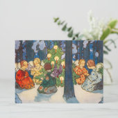 Vintage Engel- und Weihnachtsbaummalerei Feiertagskarte (Stehend Vorderseite)