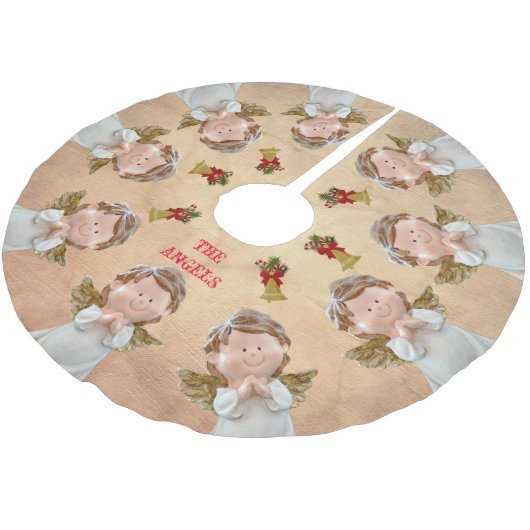 Vintage Engel Weihnachten Polyester Weihnachtsbaumdecke (Schrägansicht)