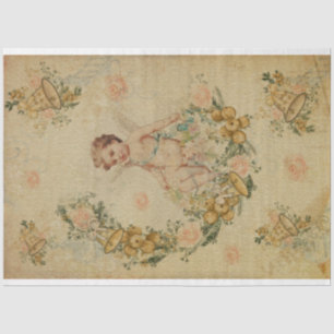 Vintage Engel Weihnachtsglocken und Rosen Seidenpapier