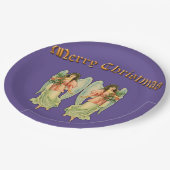 Vintage Engel zu Blauen Weihnachten Pappteller (Schrägansicht)