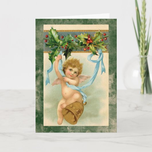 Vintage Engelengelsweihnachtsfeiertagskarte Feiertagskarte (Vorderseite)