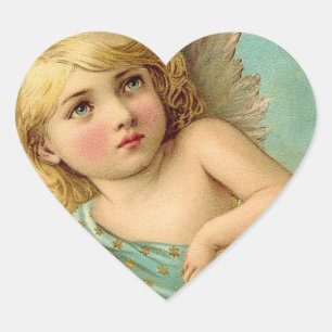 Vintage Engelsgleicher Gesichtsausdruck Herz Herz-Aufkleber