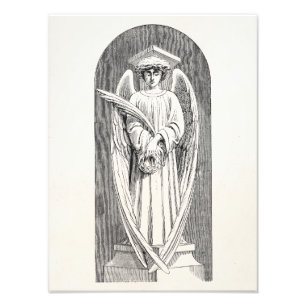 Vintage Engelsstatue 1800er Jahre Geflügelte Engel Fotodruck