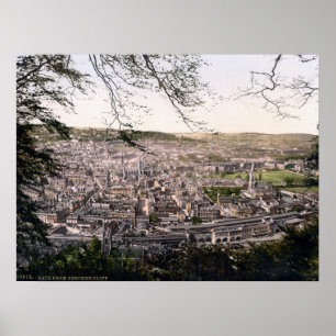 Vintage England 1895 Panorama, Stadt Bath Poster