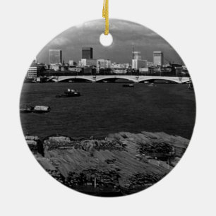 Vintage England London Themse Fluss Skyline Stadt Keramik Ornament