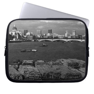 Vintage England London Themse Fluss Skyline Stadt Laptopschutzhülle