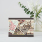 Vintage England Map Postkarte (Stehend Vorderseite)
