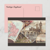 Vintage England Map Postkarte (Vorne/Hinten)