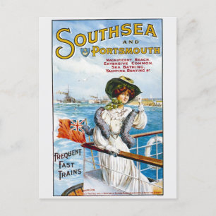 Vintage England Southsea Beach Segeln Reisen Postkarte