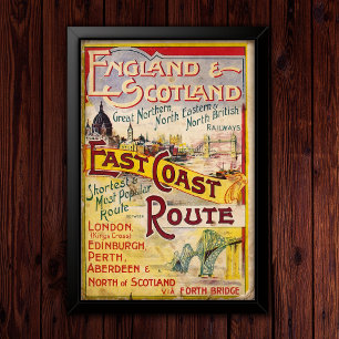 Vintage-England- und Schottland-Bahnwerbung Poster