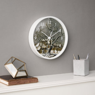 Vintage-Englisch-Winterlandschaftsdruck Uhr