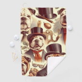 Vintage englische Bulldog - Nahtlose Illustration Golfhandtuch (Insitu)