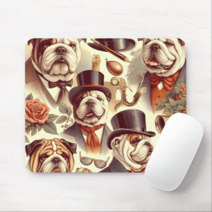 Vintage englische Bulldog - Nahtlose Illustration Mousepad