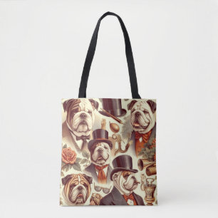 Vintage englische Bulldog - Nahtlose Illustration Tasche