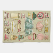 Vintage englische China-Tee-Service-Küche Geschirrtuch (Horizontal)