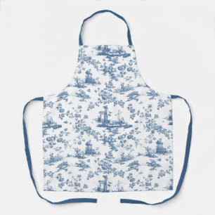 Vintage englische Floral Toile de Jouy-Blau Schürze