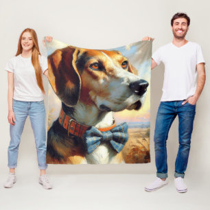 Vintage englische Foxhound-Malerei Fleecedecke