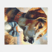 Vintage englische Foxhound-Malerei Fleecedecke (Vorderseite (Horizontal))