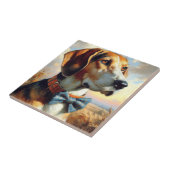 Vintage englische Foxhound-Malerei Fliese (Seite)