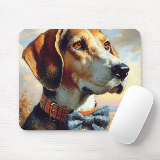 Vintage englische Foxhound-Malerei Mousepad (Mit Mouse)