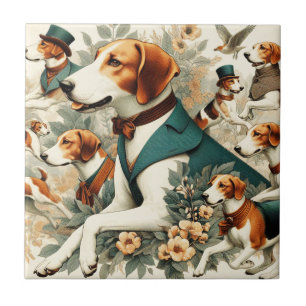 Vintage englische Foxhound Seamless Illustration Fliese