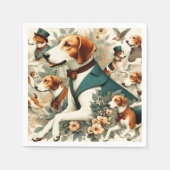 Vintage englische Foxhound Seamless Illustration Serviette (Vorderseite)