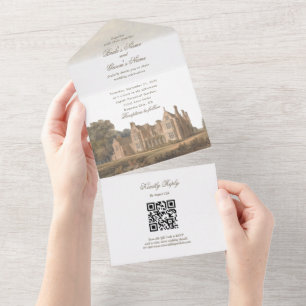 Vintage englische Manor Chateau Villa Hochzeit All In One Einladung