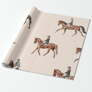 Vintage-englische Reitsport-Pferdereiter-Wasserfar Geschenkpapier