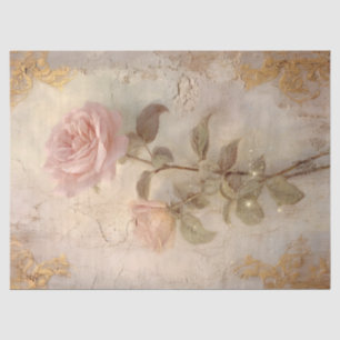 Vintage englische Rose barocke Goldverzierungen Seidenpapier