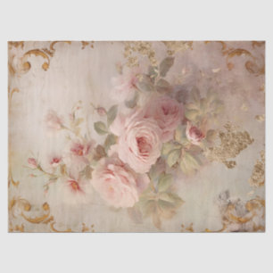 Vintage englische Rose barocke Goldverzierungen Seidenpapier