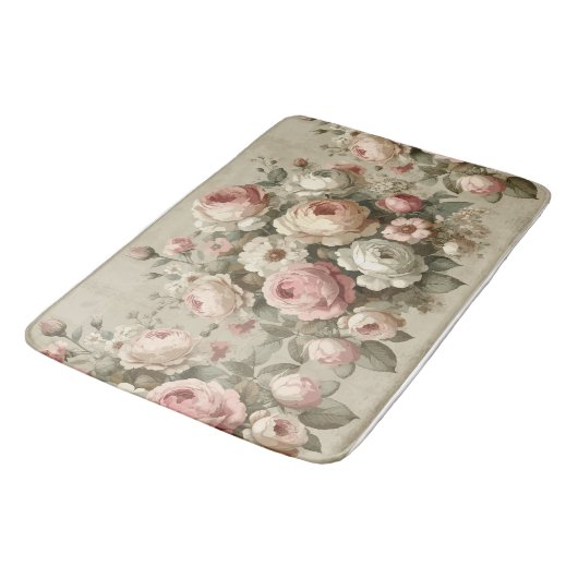 Vintage englische Rose Garden Cotgore Deco Badematte (Schrägansicht)