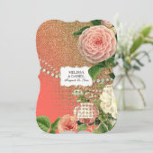 Vintage englische Rose Glam Old Hollywood Regency Einladung (Stehend Vorderseite)