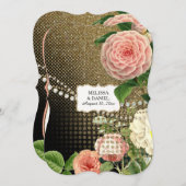 Vintage englische Rose Glam Old Hollywood Regency Einladung (Vorne/Hinten)