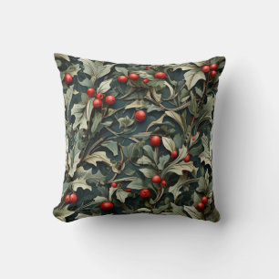 Vintage englische Stechpalmenbeere botanisch Kissen